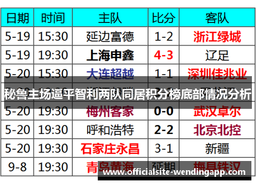 秘鲁主场逼平智利两队同居积分榜底部情况分析